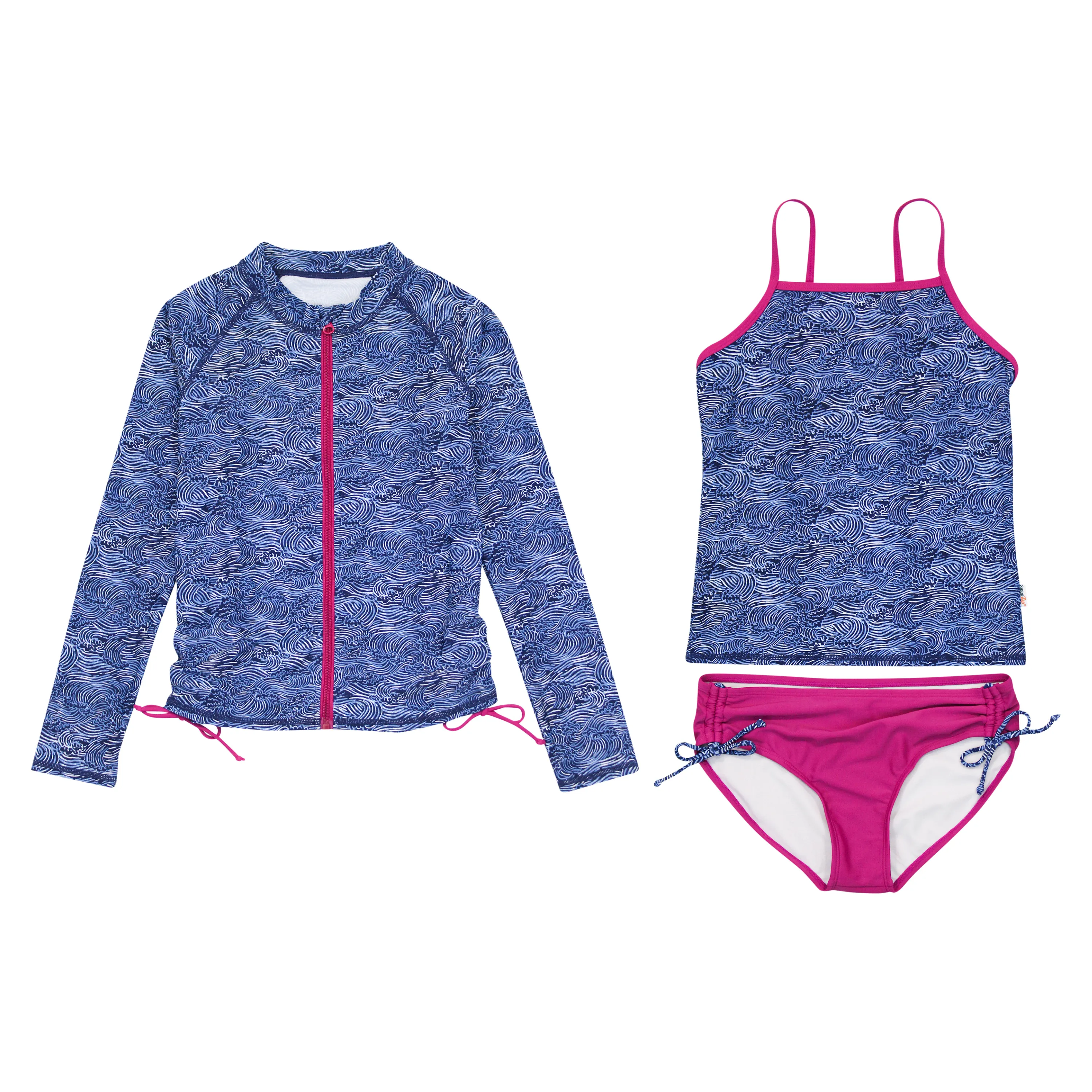 Girls Long Sleeve Rash Guard   Tankini Bikini Set (3 Piece) | "Ocean Breeze"