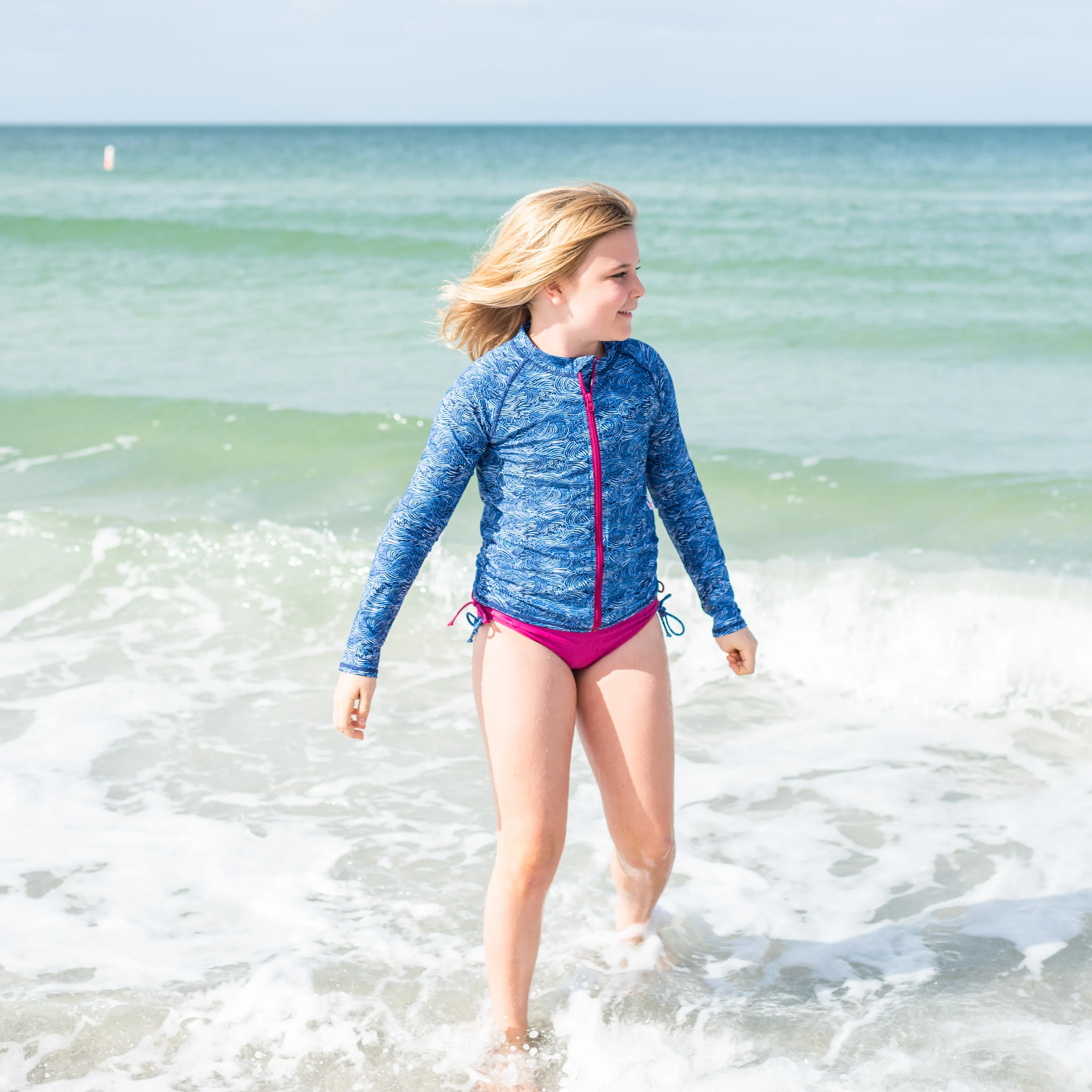 Girls Long Sleeve Rash Guard   Tankini Bikini Set (3 Piece) | "Ocean Breeze"