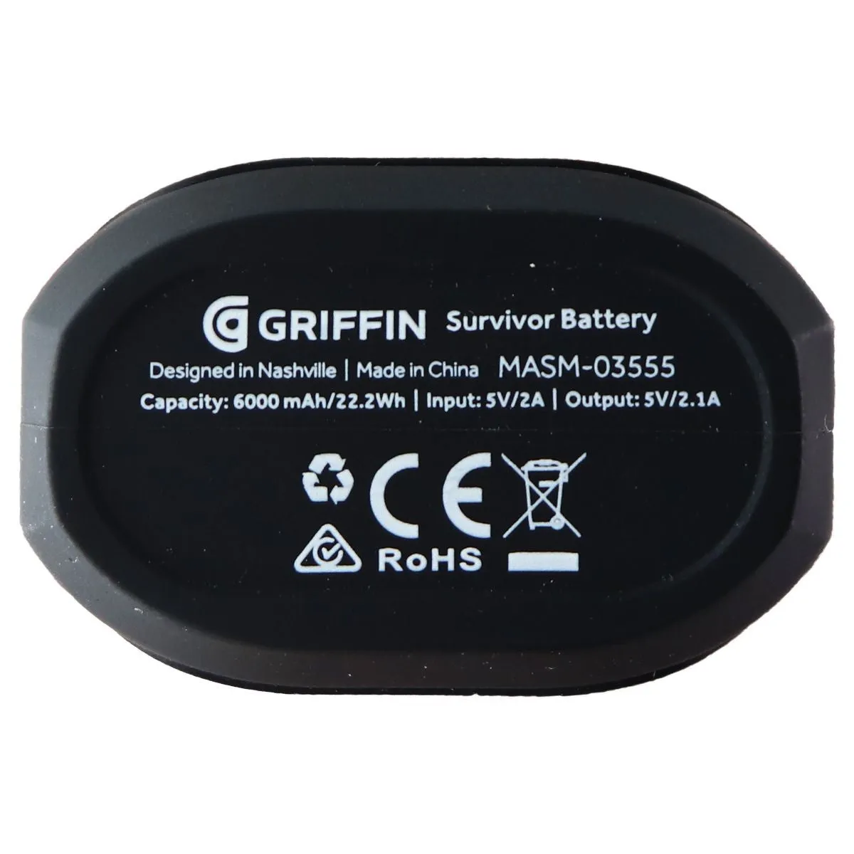 Griffin Survivor Series Rugged Power Bank 6,000 mAh Portable Charger - Black