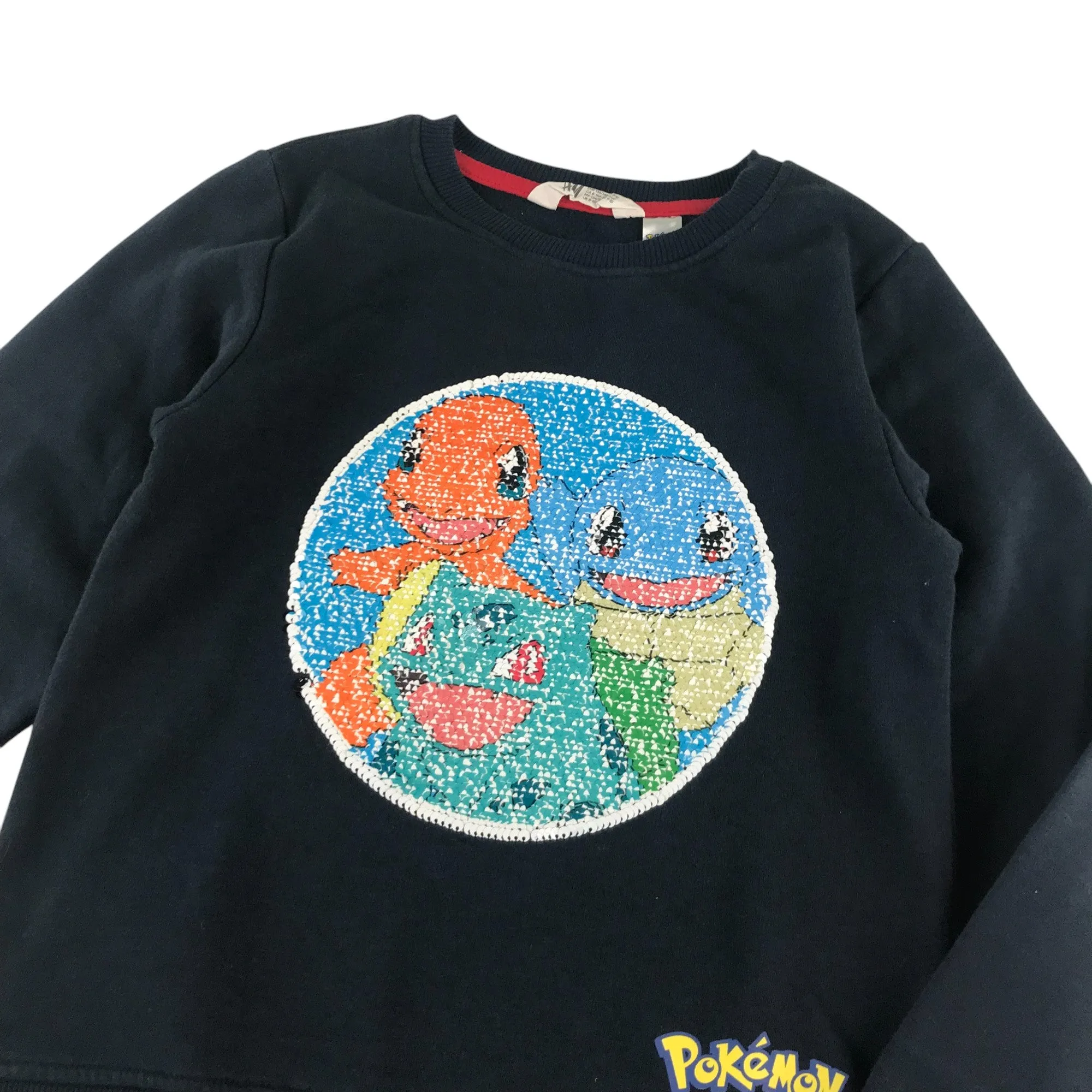 H&M jumper 9-10 years black Pokémon flip sequin