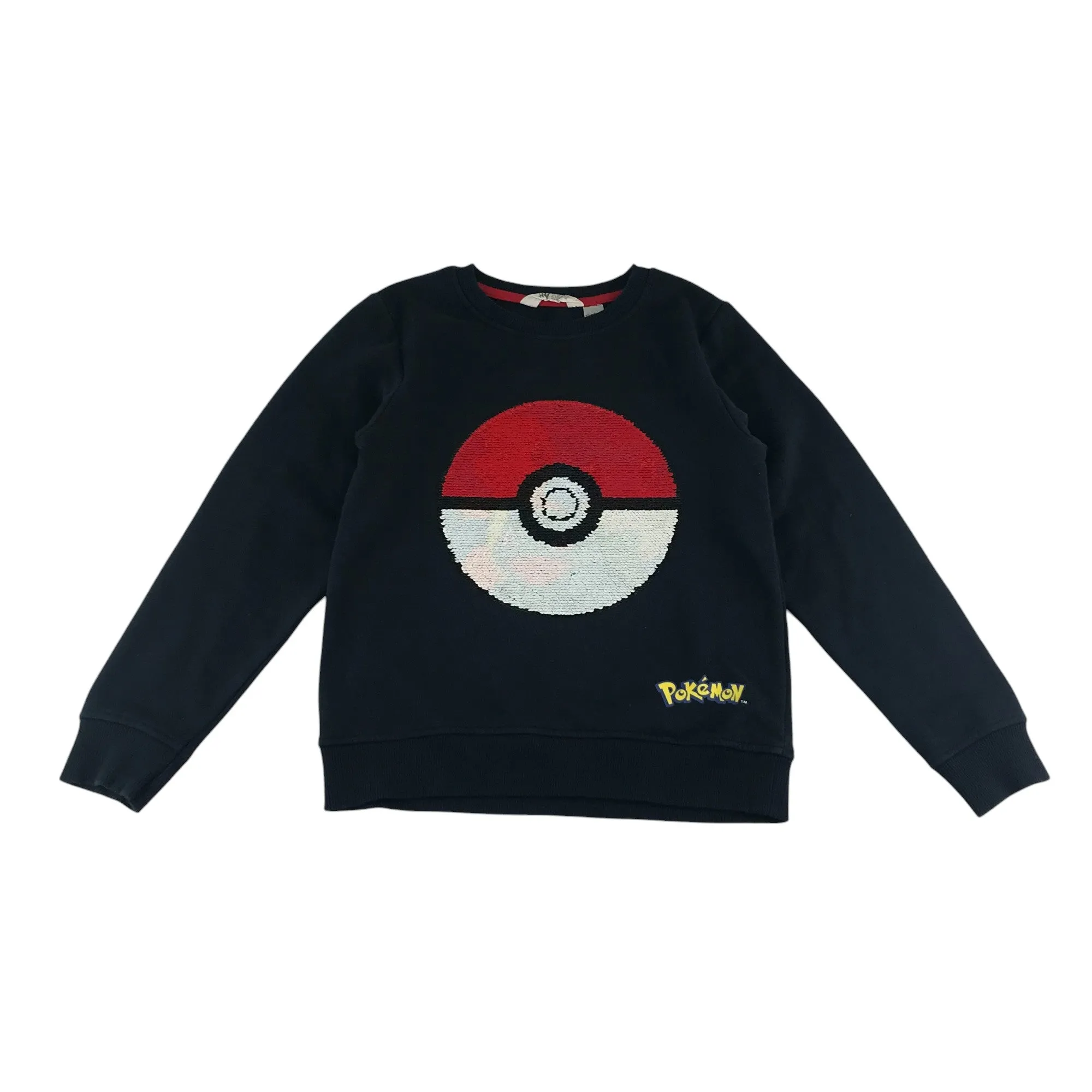 H&M jumper 9-10 years black Pokémon flip sequin