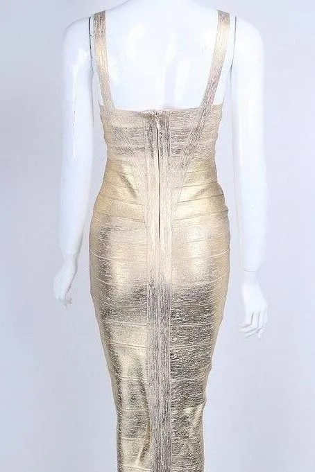 Heidi Bandage Midi Dress - Gold