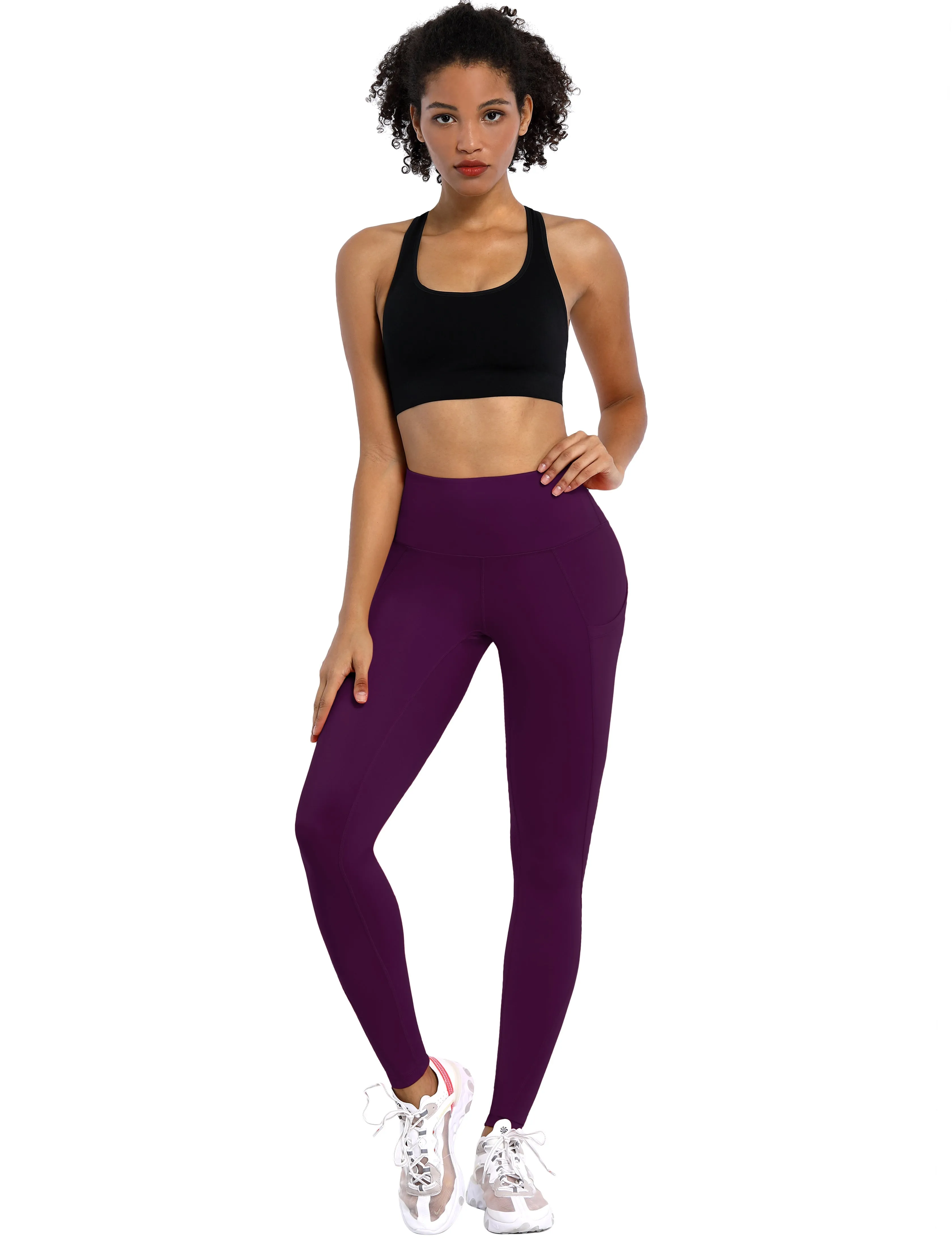 High Waist Side Pockets Yoga Pants plum_yoga