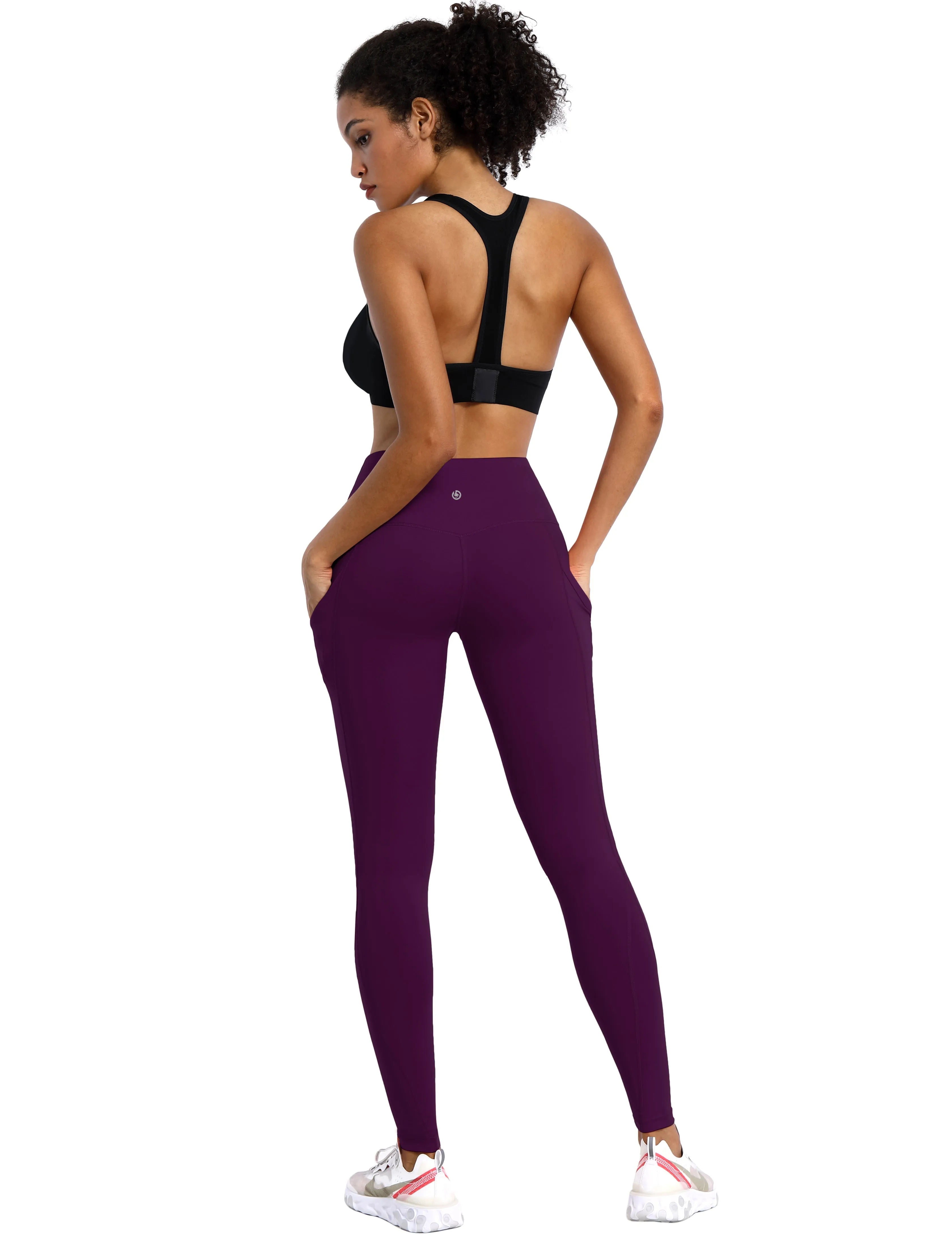 High Waist Side Pockets Yoga Pants plum_yoga