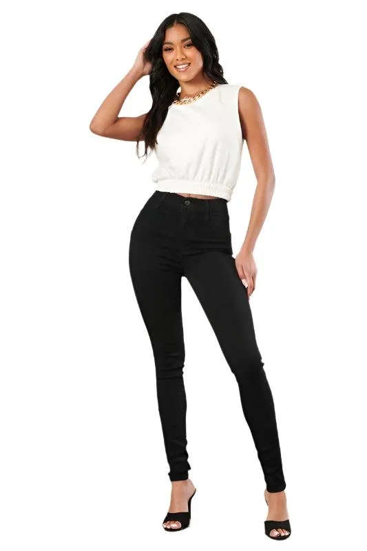 High Waisted Skinny Jean in Black