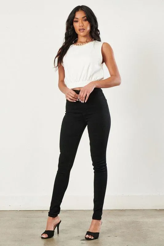 High Waisted Skinny Jean in Black