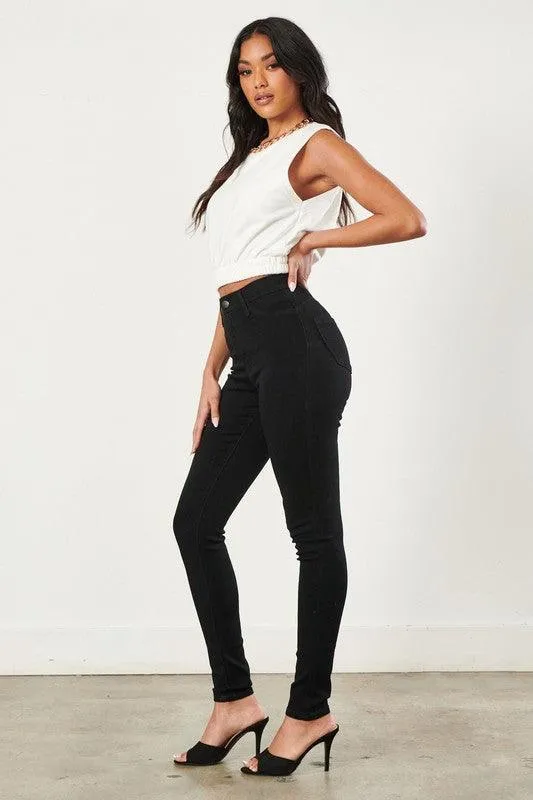 High Waisted Skinny Jean in Black