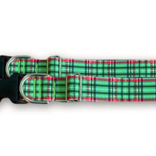 Holly Jolly Green Christmas Plaid Collar