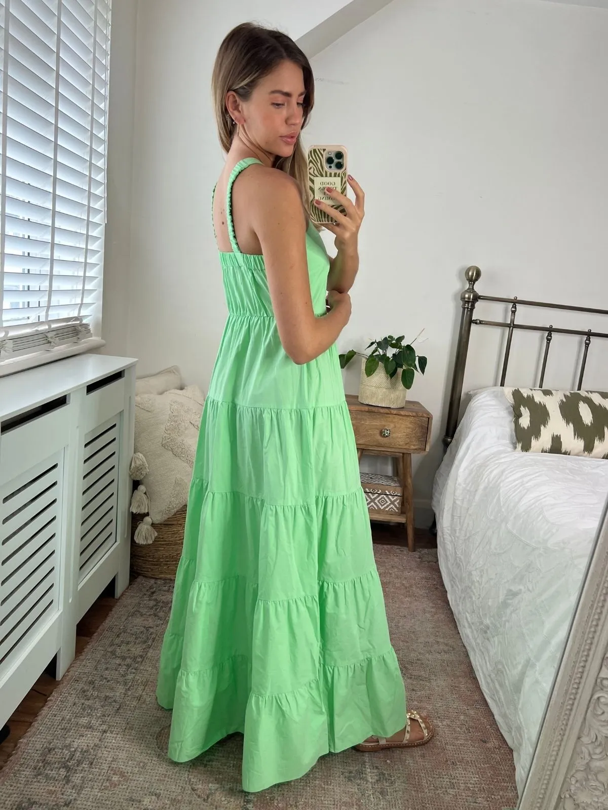 Immy Halter Tiered Dress / Lime