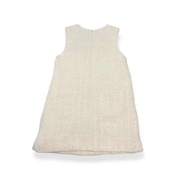 Ivory Fur Trim Tweed Dress