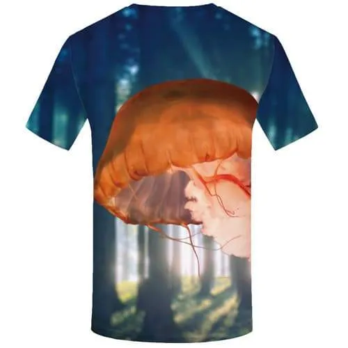 Jellyfish T-shirt Men Animal Tshirts Novelty Forest Tshirts Casual Art Tshirts Cool Abstract Tshirt Anime Short Sleeve Fashion