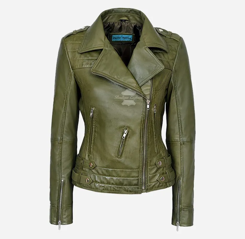 JOSIE WOMEN'S LEATHER BIKER JACKET Real Leather Fashion Jacket