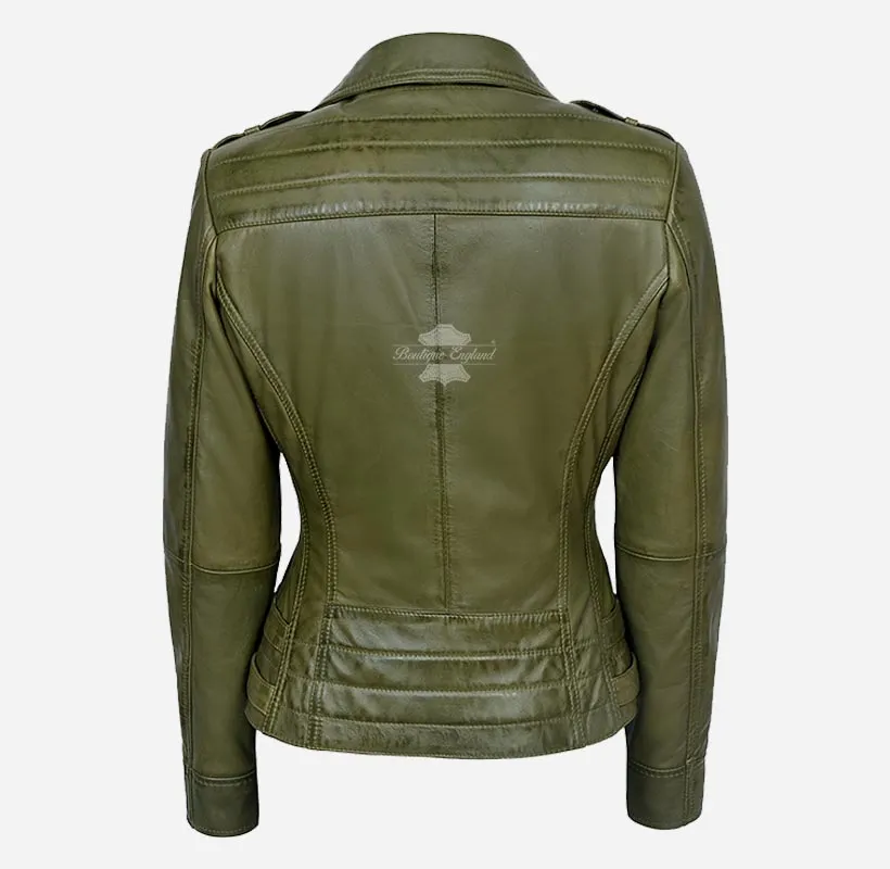 JOSIE WOMEN'S LEATHER BIKER JACKET Real Leather Fashion Jacket