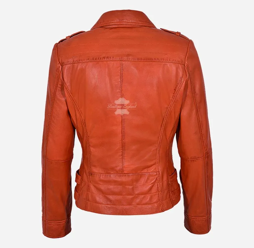 JOSIE WOMEN'S LEATHER BIKER JACKET Real Leather Fashion Jacket