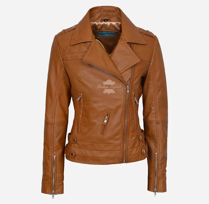 JOSIE WOMEN'S LEATHER BIKER JACKET Real Leather Fashion Jacket