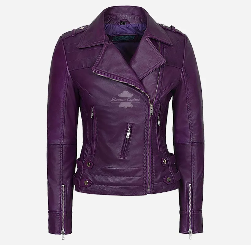 JOSIE WOMEN'S LEATHER BIKER JACKET Real Leather Fashion Jacket