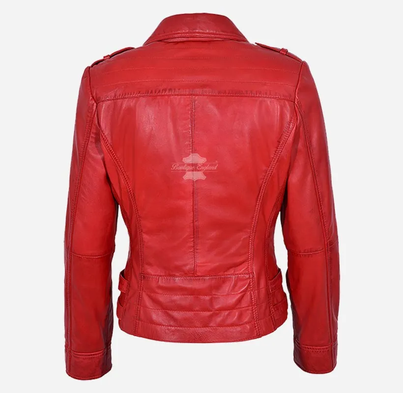 JOSIE WOMEN'S LEATHER BIKER JACKET Real Leather Fashion Jacket