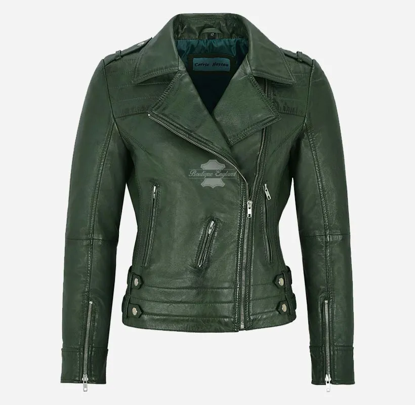 JOSIE WOMEN'S LEATHER BIKER JACKET Real Leather Fashion Jacket