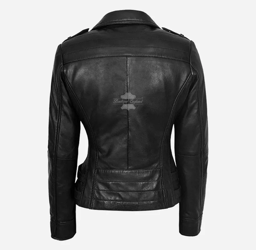 JOSIE WOMEN'S LEATHER BIKER JACKET Real Leather Fashion Jacket