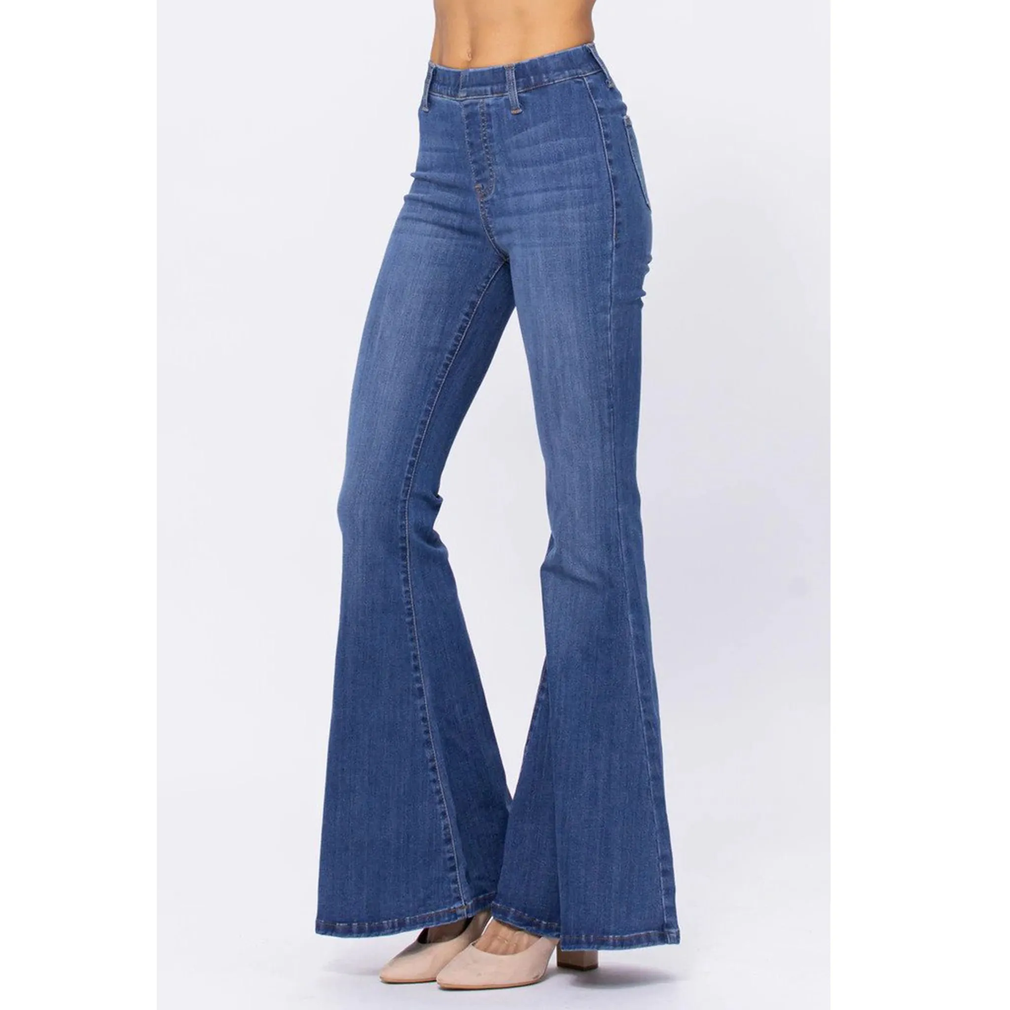 Judy Blue High Rise Pull On Super Flare Jeans