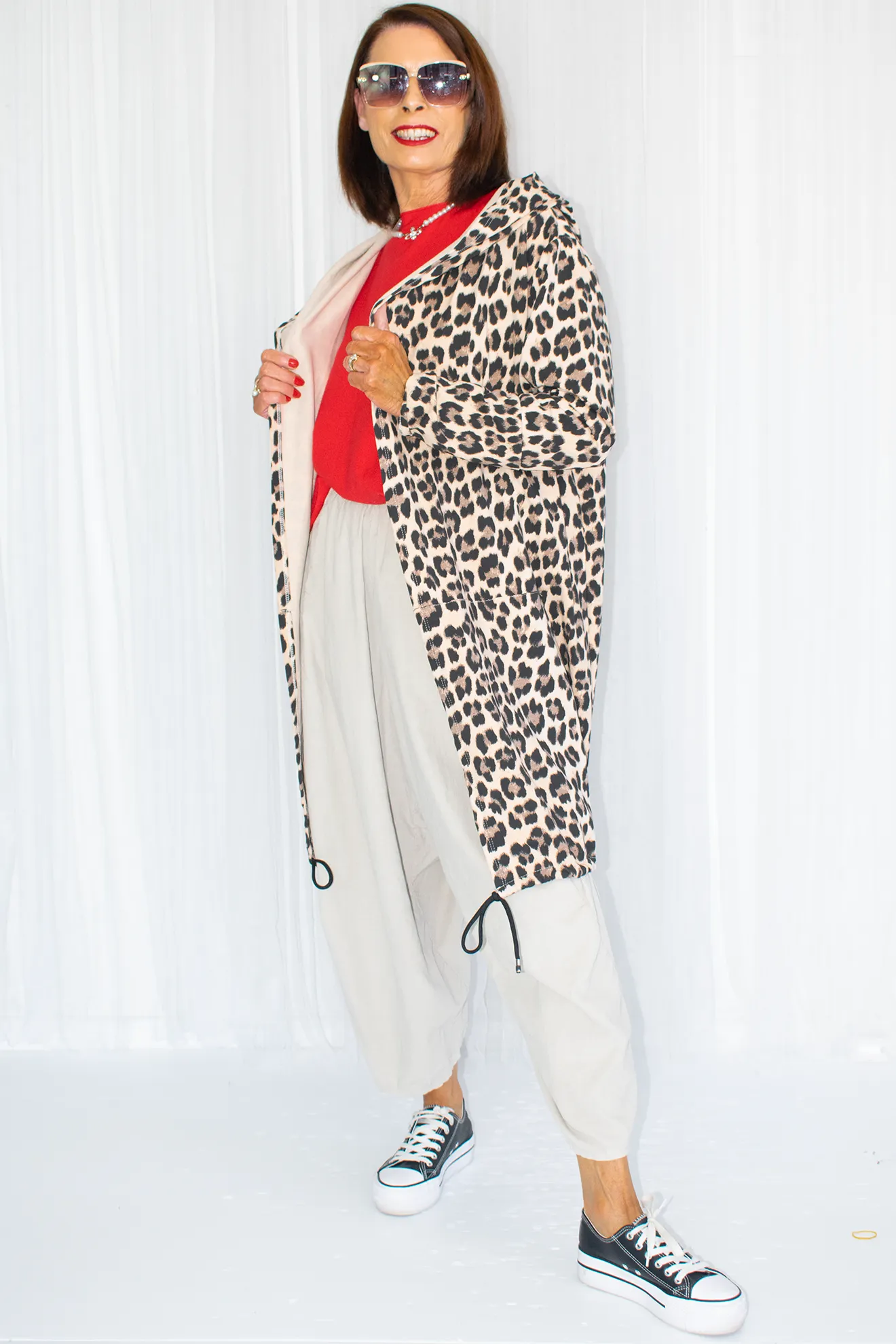 Laurie Hooded Slouch Jacket in Leopard Print