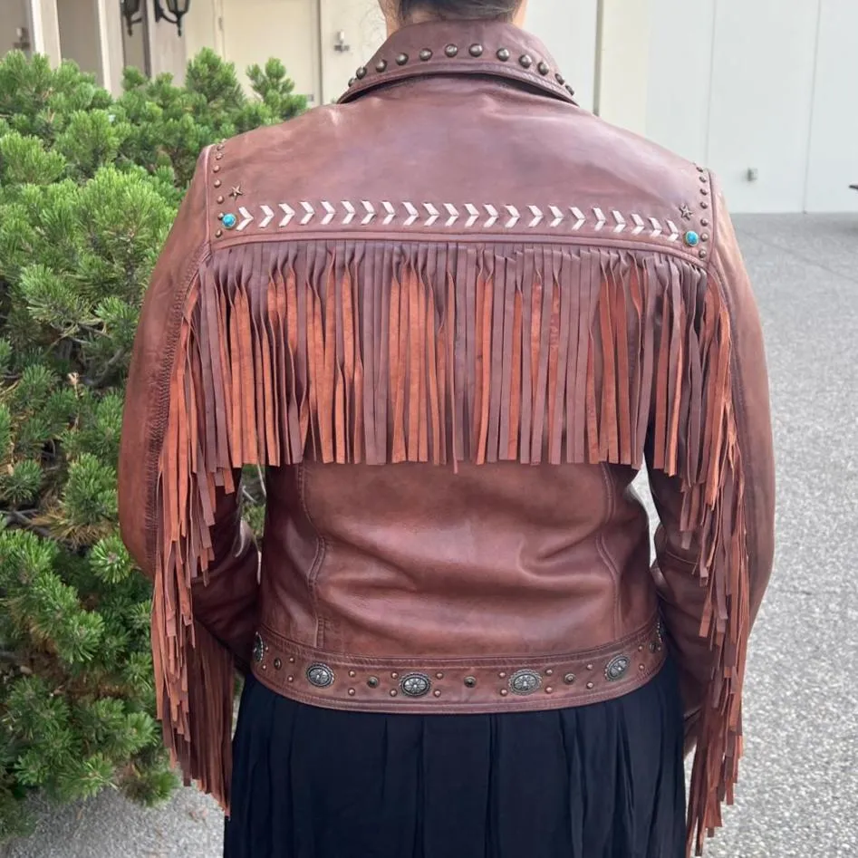 Leather Western Jacket with Fringe