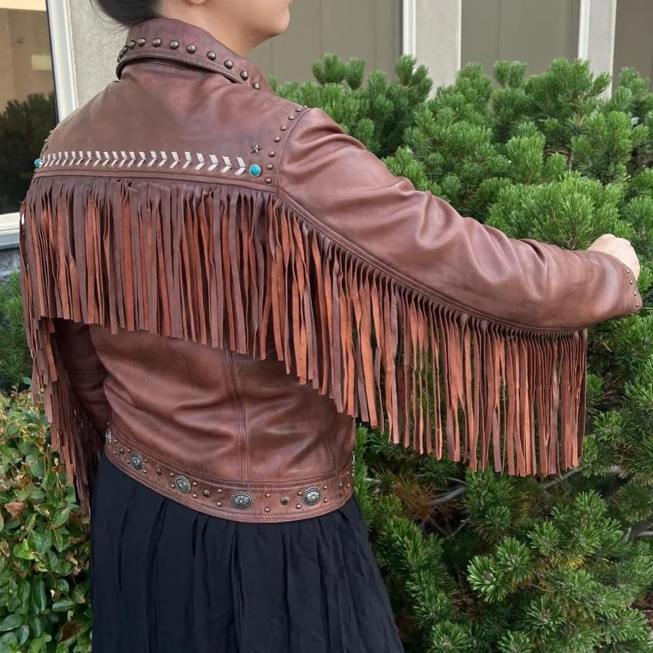 Leather Western Jacket with Fringe