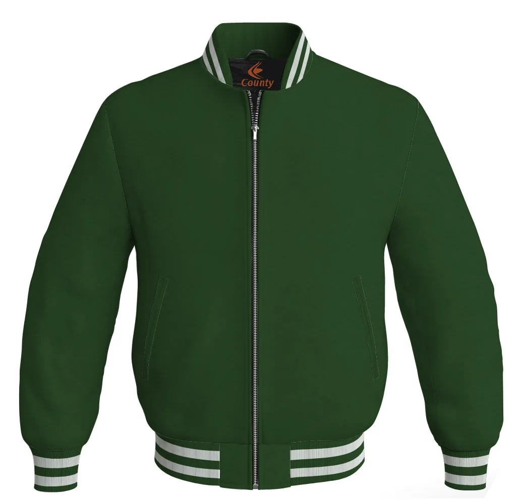 Letterman Jacket Forest Green Body Sleeves Wool Fleece Mens Jacket Varsity