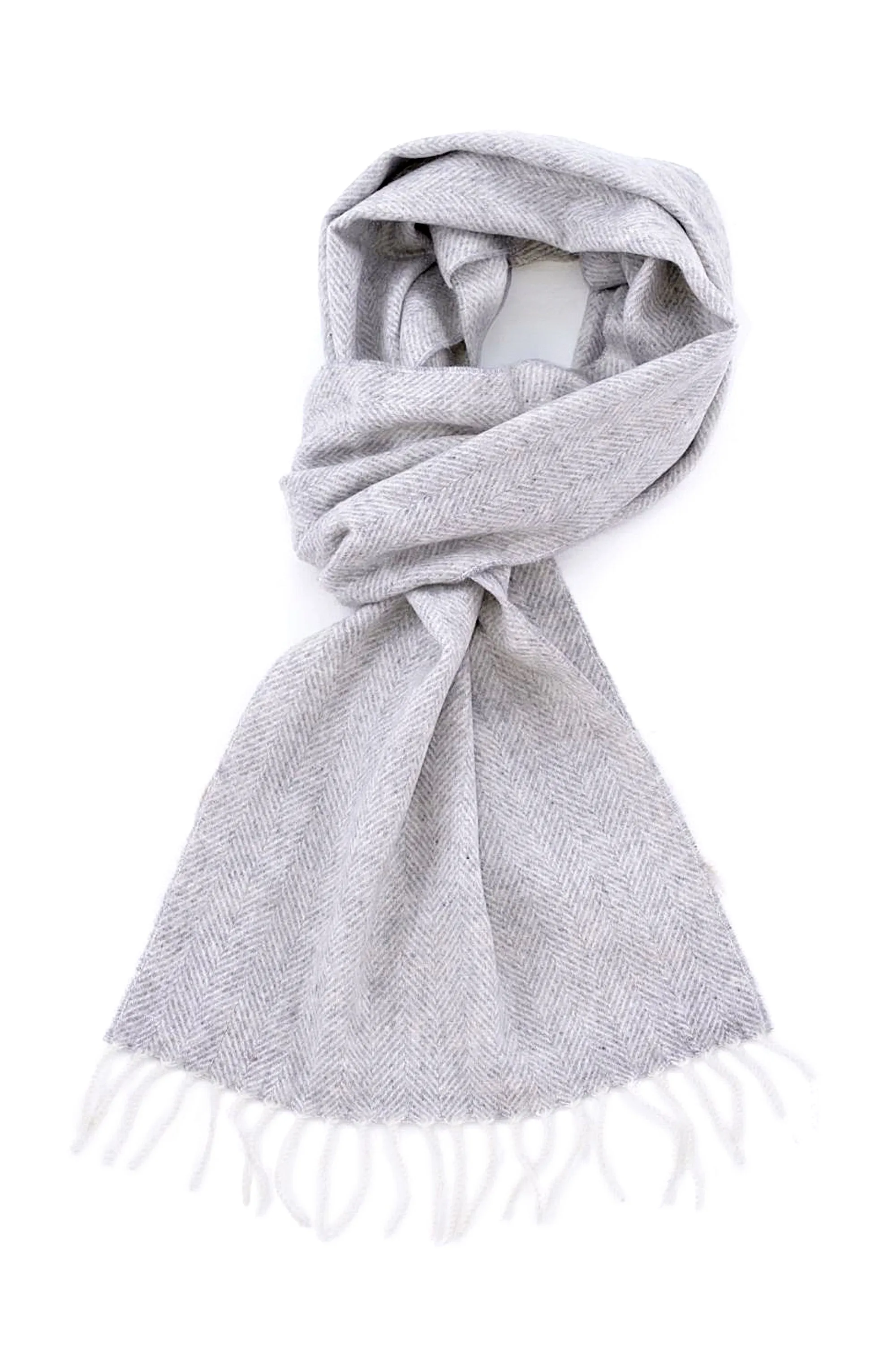 Light Gray Herringbone Cashmere Scarf