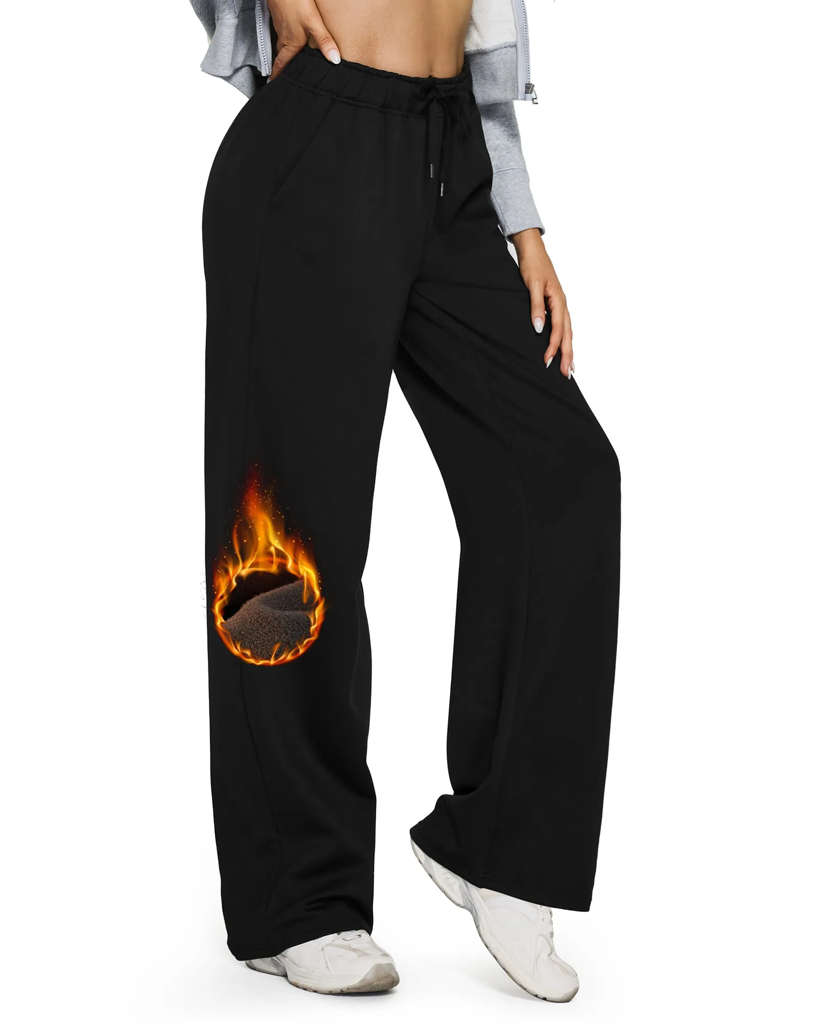 Loose Fleece Lined Mid-Waist Casual Pants