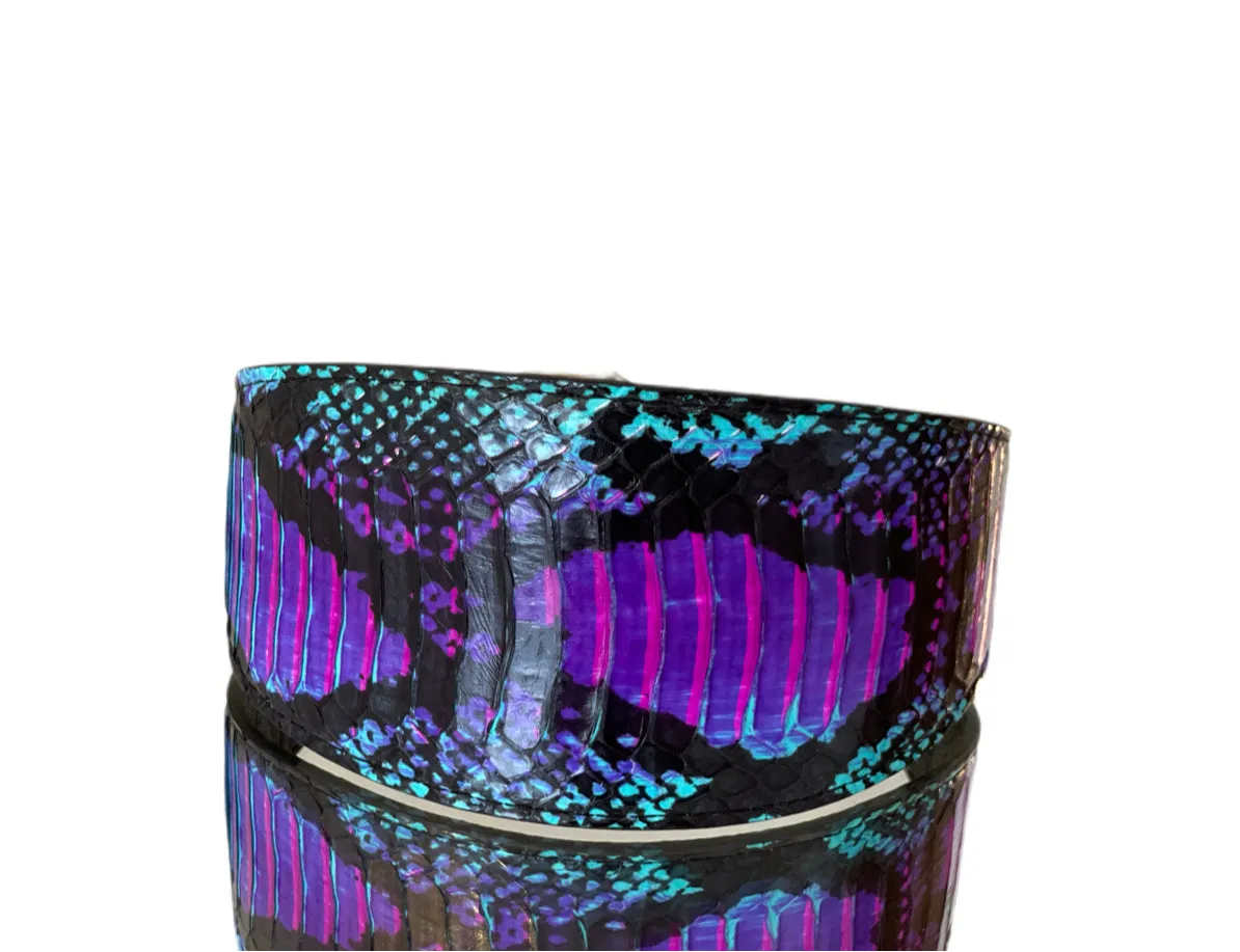 Luxury Pet Fashion Purple Turquoise Black Custom Snakeskin Collar