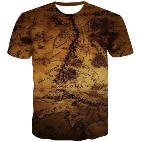 Map T shirts Men Retro T-shirts Graphic Letter Tshirt Anime Short Sleeve Hip hop