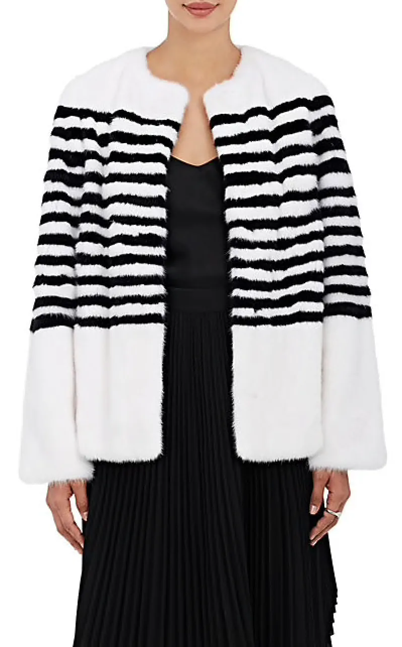 Marilena Striped Mink Fur Jacket