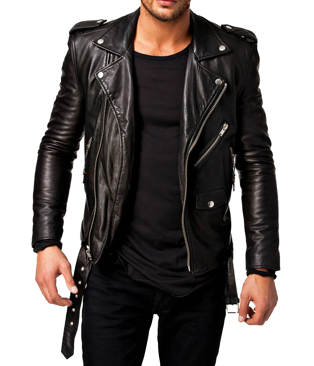 Men Lambskin Motorcycle Leather Jacket | Men Motorcycle Leather Jacket