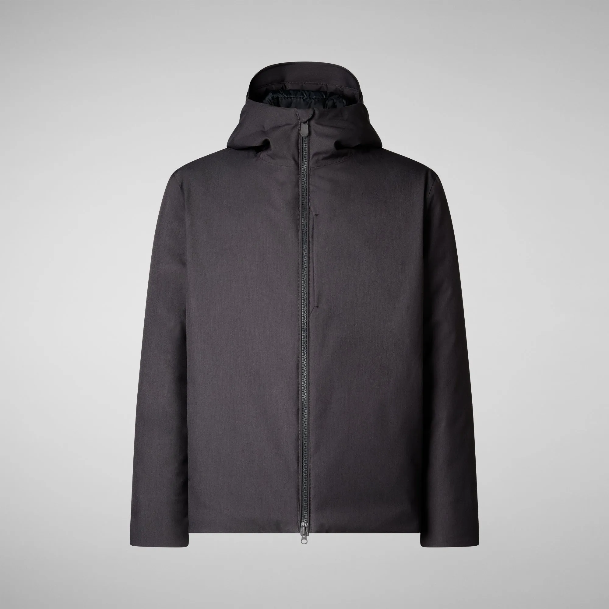 Men's animal free hooded jacket Barnaby in CHARCOAL GREY MELANGE