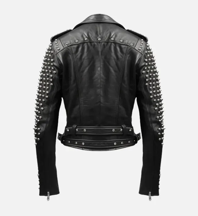 Men's Black Stud Biker Leather Jacket