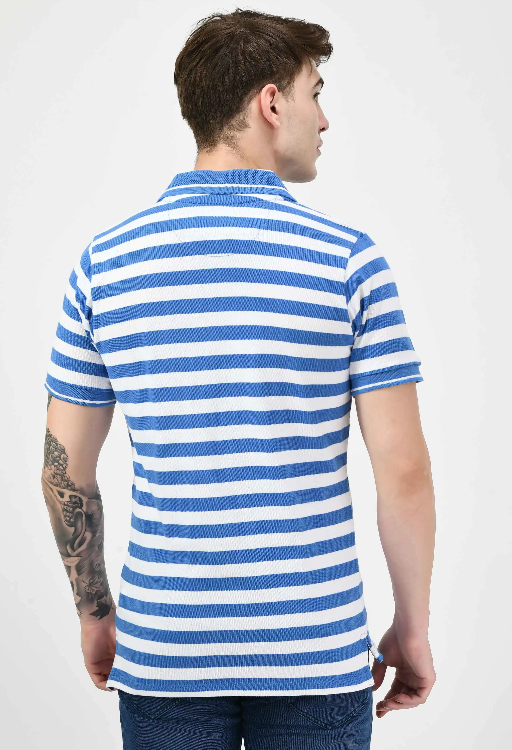 Men's Multi Striped Polo Neck T-Shirt