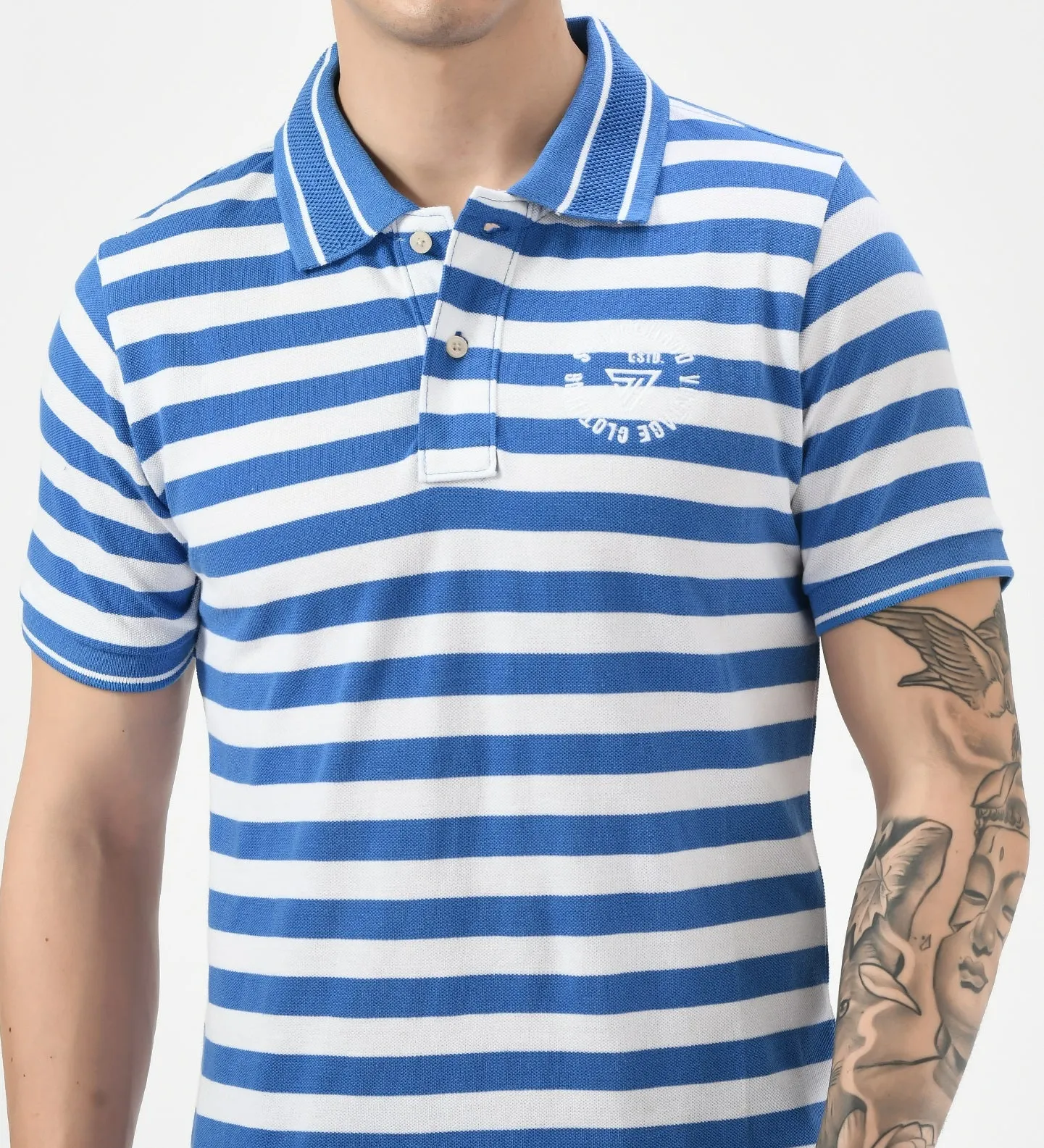 Men's Multi Striped Polo Neck T-Shirt