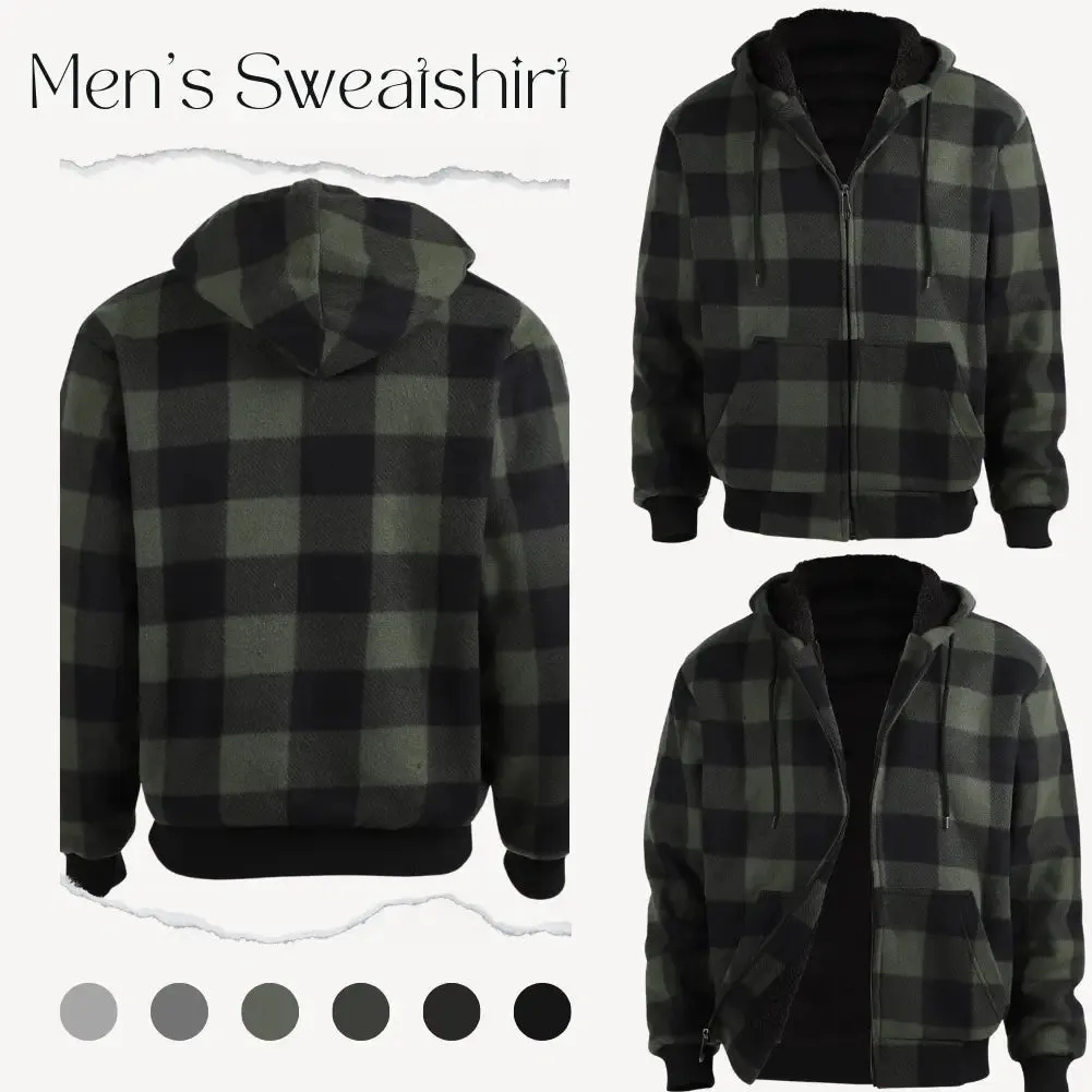 Men’s Plaid Sherpa Lined Sweatshirt