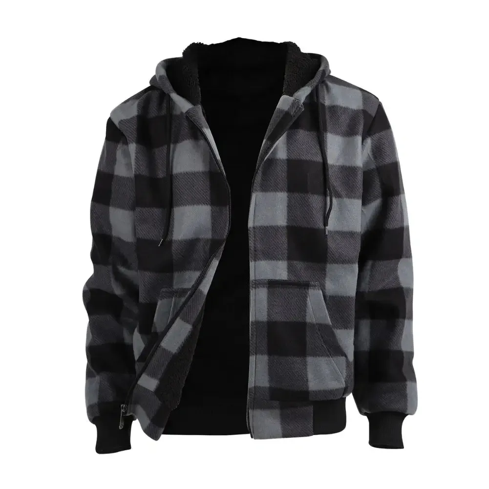 Men’s Plaid Sherpa Lined Sweatshirt