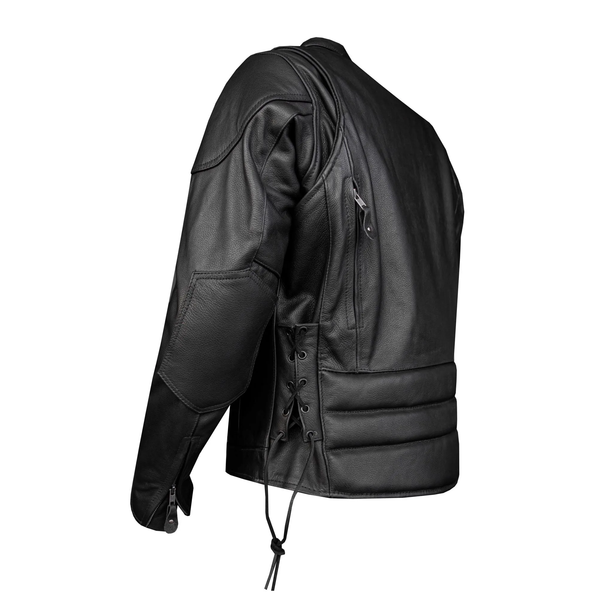 Mens Racer Jacket with Gun Pockets Naked Cowhide Leather