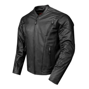 Mens Racer Jacket with Gun Pockets Naked Cowhide Leather