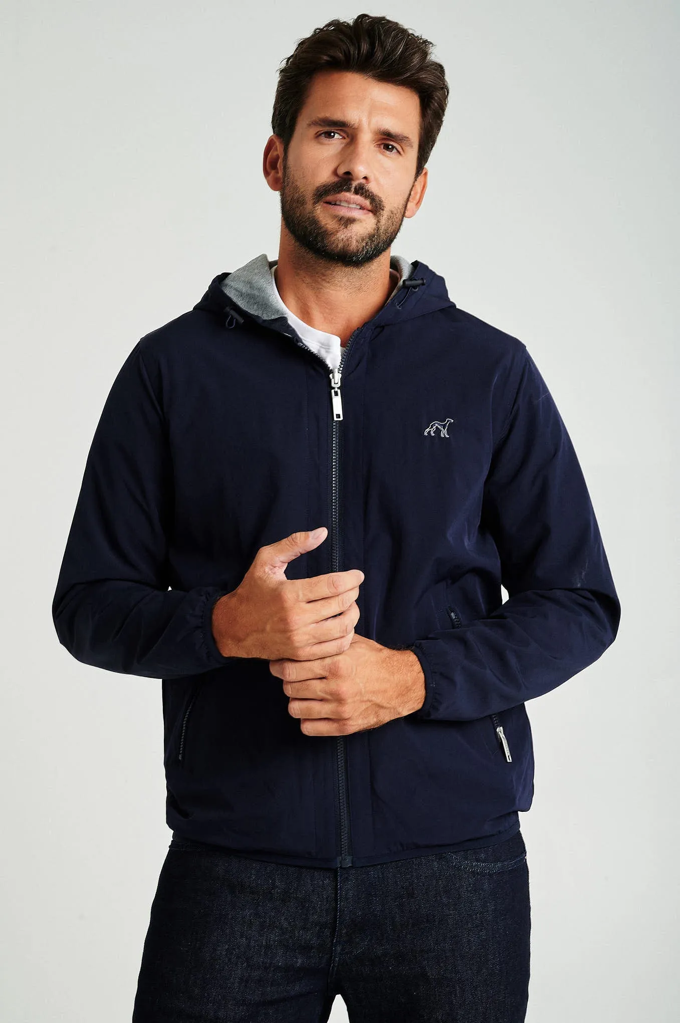 Men's reversible zip-through hooded jacket