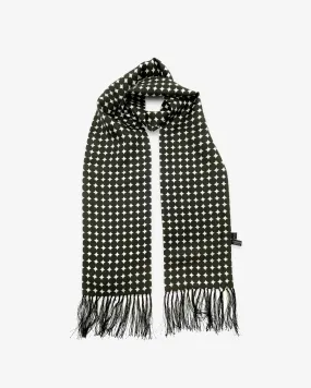 Mens Silk Aviator Scarf in Black & White Spots - The Grant