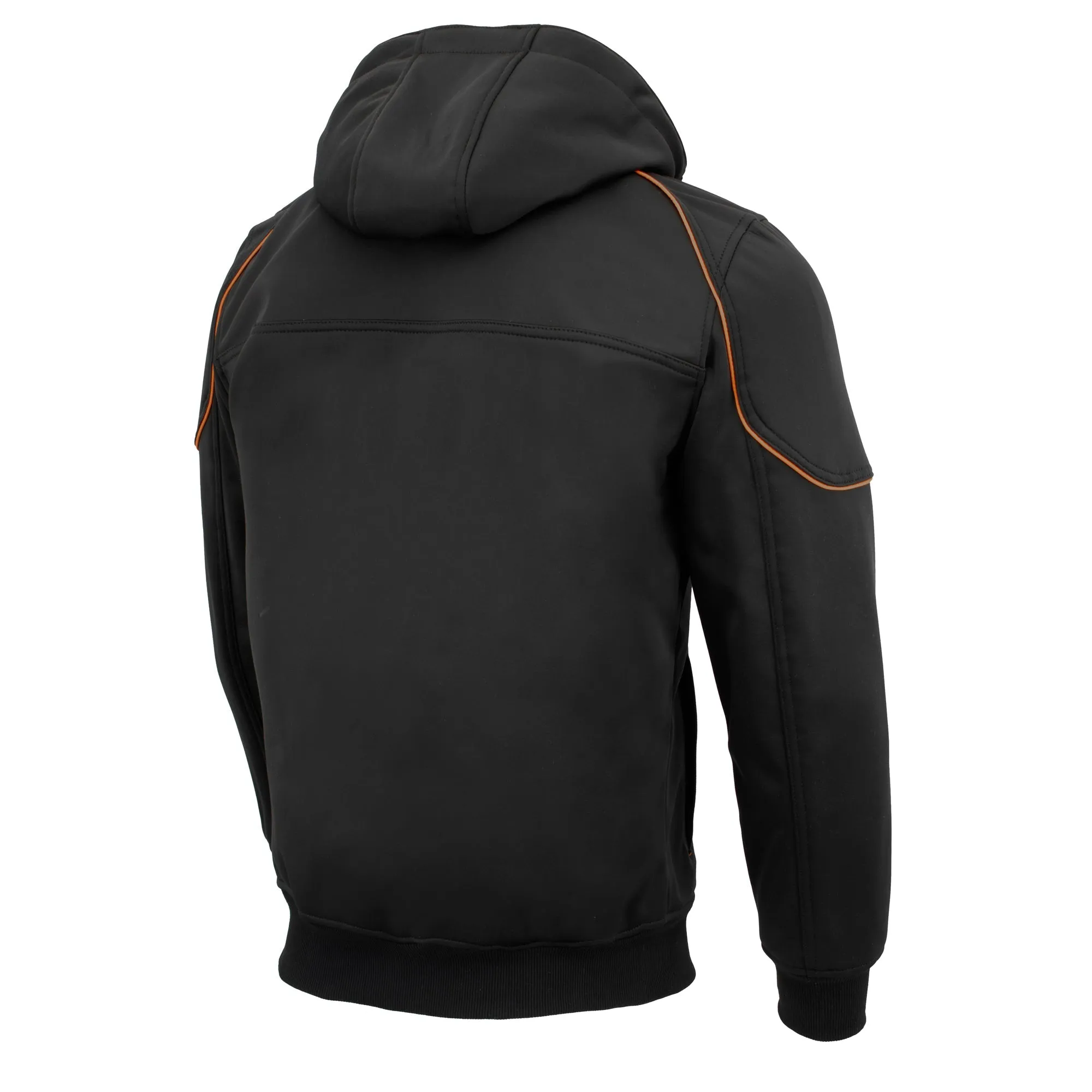 Mens Soft Shell Armored Racing Style Jacket w/ Detachable Hood