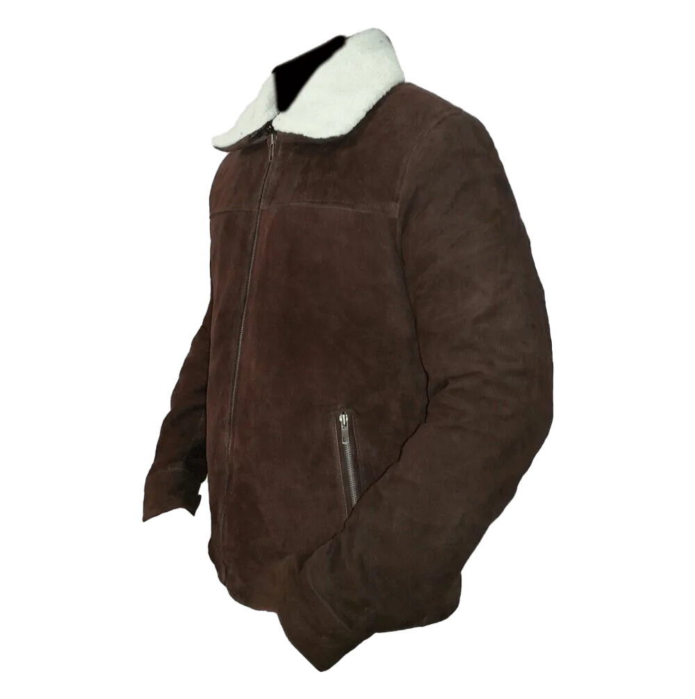 Men's The Walking Dead Rick Grimes Season 4 Brown Suede Leather Winter Jacket | Men's The Walking Dead Rick Grimes Suede Leather Jacket