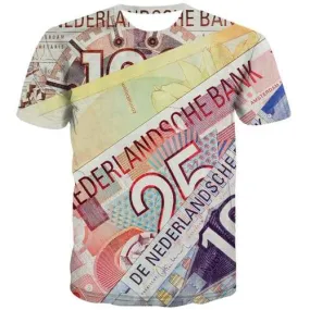 Money T-shirt Men Netherlands T shirts Funny Geometric Tshirt Printed Harajuku Tshirts Cool Colorful Shirt Print Short Sleeve