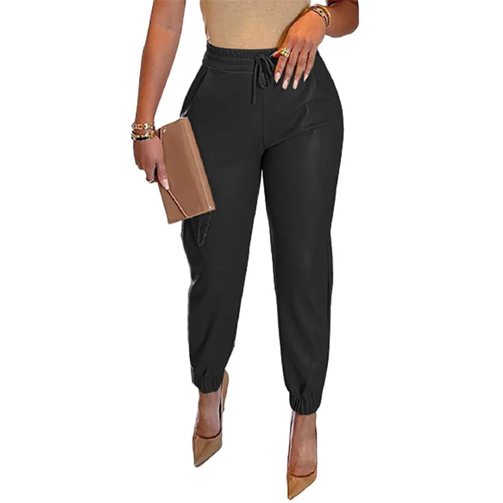 NAOMI: Elegante Faux Leder Joggers