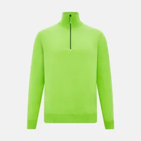 Neon Green Half-Zip Cashmere Jumper