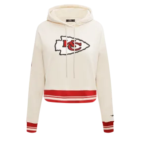 NFL KANSAS CITY CHIEFS RETRO CLASSIC WOMEN'S RIB CROPPED PO HOODIE (EGGSHELL/ RED)